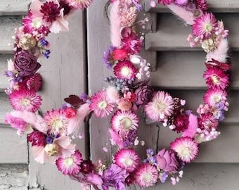 Peace sign, dried flowers, door wreath, flower hoop