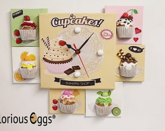 DIY Bastelset Wanduhr " Cupcakemania"