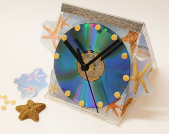 CD upcycling Uhr -AQUARIUM- Unikat