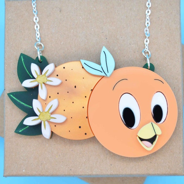 Orange Bird & Orange Fruity Pairs Necklace - Summer Fruits Collection