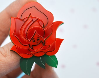 Broche rose rouge - Collection Queen Ursula UK x Bobbins Inspired Wonderland