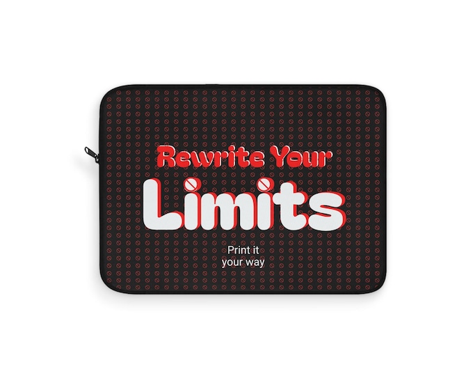 Featured listing image: Rewrite Your Limits Laptop Sleeve - Unisex Gift, Birthday Gift, Motivational Accessories, Back To School, Celebration Gift, Office Gift