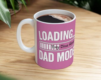 Loading Dad Mode Personalised Fathers Day Mug, Father to Be, It's a Girl, Pink for Baby Girl's Dad, Dad Mug, Father's Day, Baby Shower