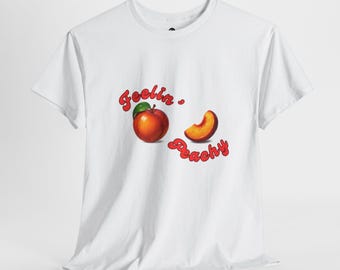 Feelin Peachy T-Shirt, Cute Retro Fruit Graphic Tee, Kawaii Summer Shirt, Tropical Summer Tee, Gift for Her Him, Gift Fruit Lovers, Fun Wear