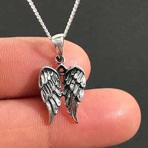 Sterling Silver Angel Wing Necklace, Tiny Angel Wing Pendant, Memorial Necklace, Memorial Gift
