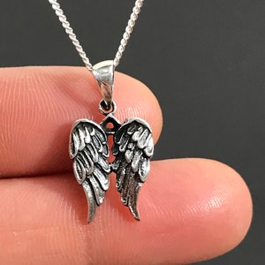Sterling Silver Angel Wing Necklace, Memorial Gift