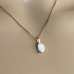 Rose Gold Opal Necklace, Minimalist Bridal Necklace, Sterling Silver Opal Necklace, October Birthstone Jewelry, Oval Opal Pendant