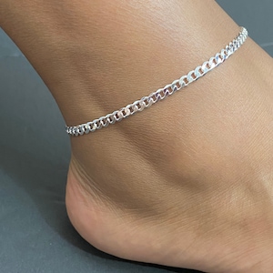 Curb Chain Anklet, Sterling Silver Ankle Bracelet, Everyday Simple Anklet