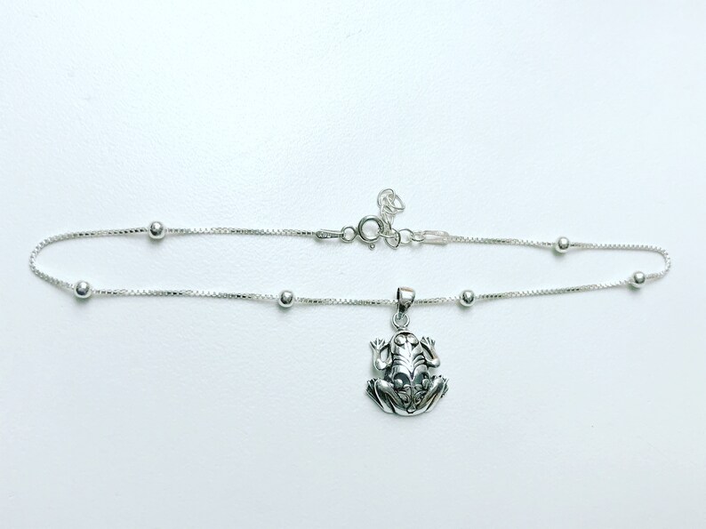 Frog Anklet Sterling Silver Beaded Ankle Bracelet Filigree