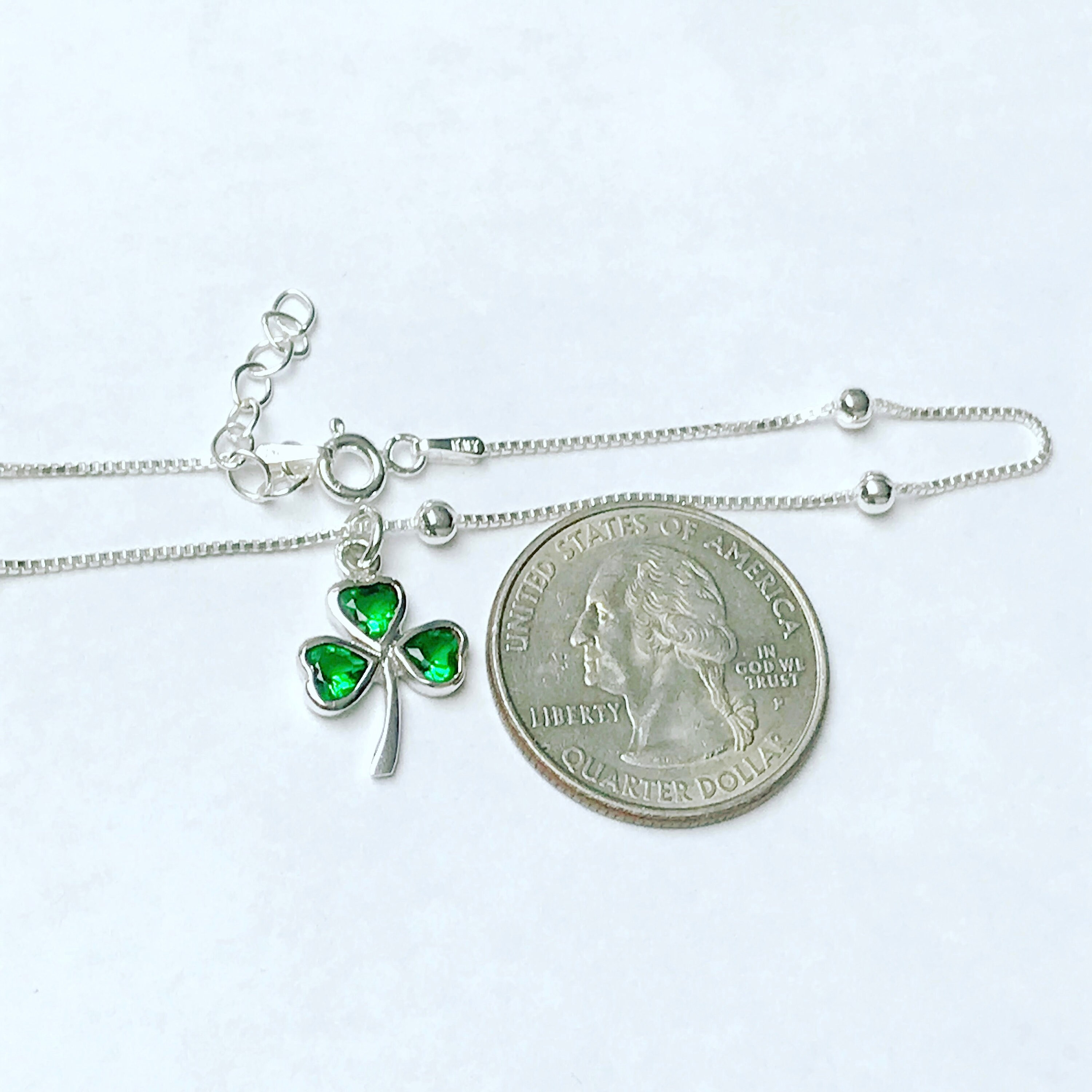 Shamrock Anklet Sterling Silver Beaded Ankle Bracelet Etsy