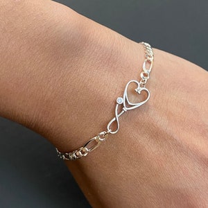 Sterling Silver Stethoscope Charm Bracelet, Figaro Chain, Gift for Doctor