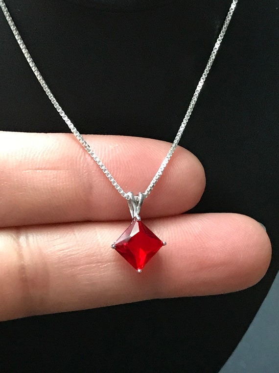 Red birthstone necklace sale