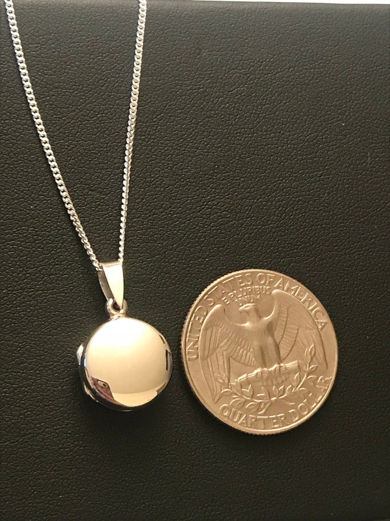 Small Round Sterling Silver Locket Necklace Tiny Locket Etsy
