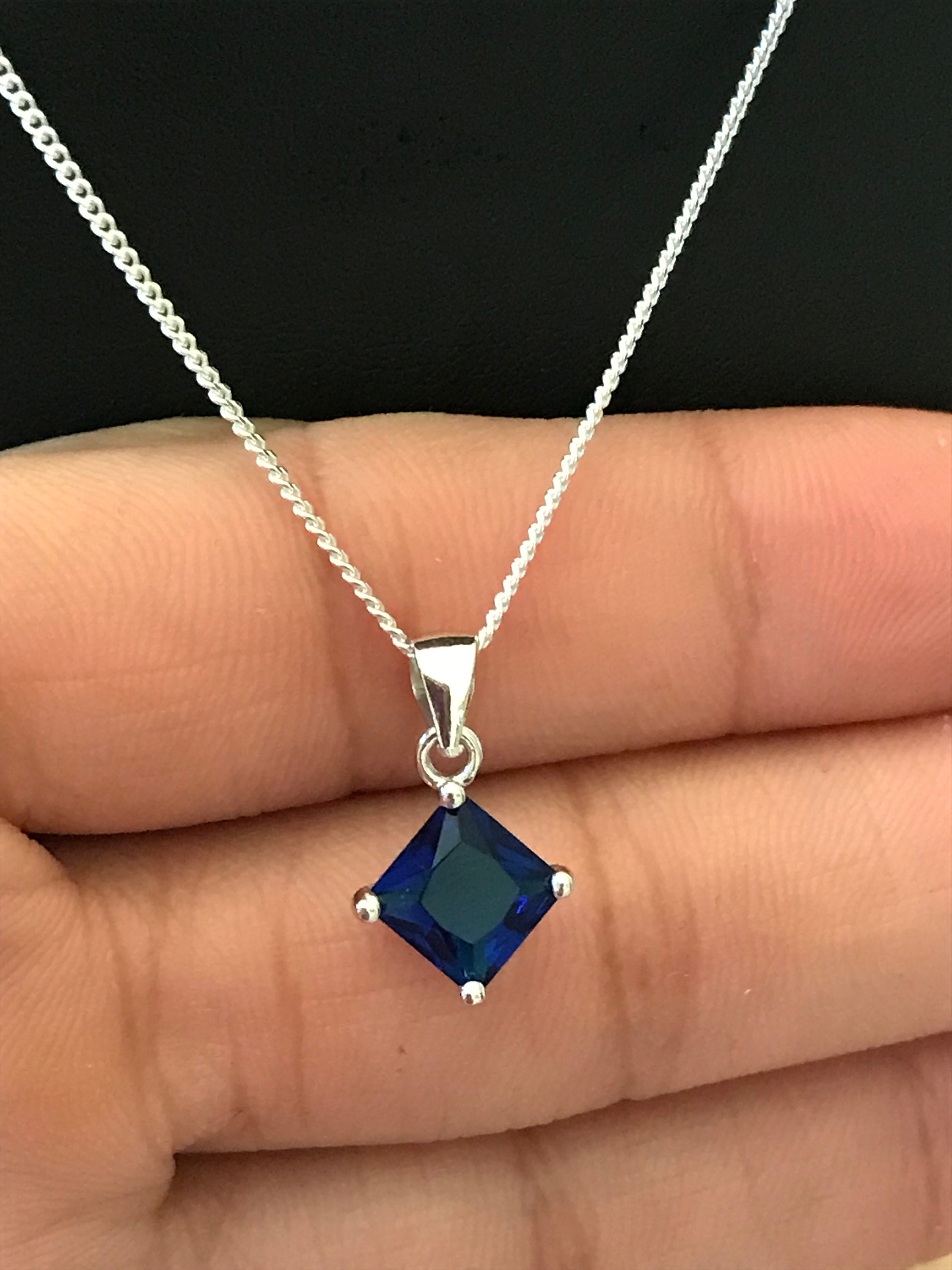 大人気新品 Finecraft Gold, White 10K in Necklace Pendant Birthstone Sapphire Round-Cut ネックレス、ペンダント Princess Cut Sapphire Necklace Store, 52% OFF | exitfabrics.com