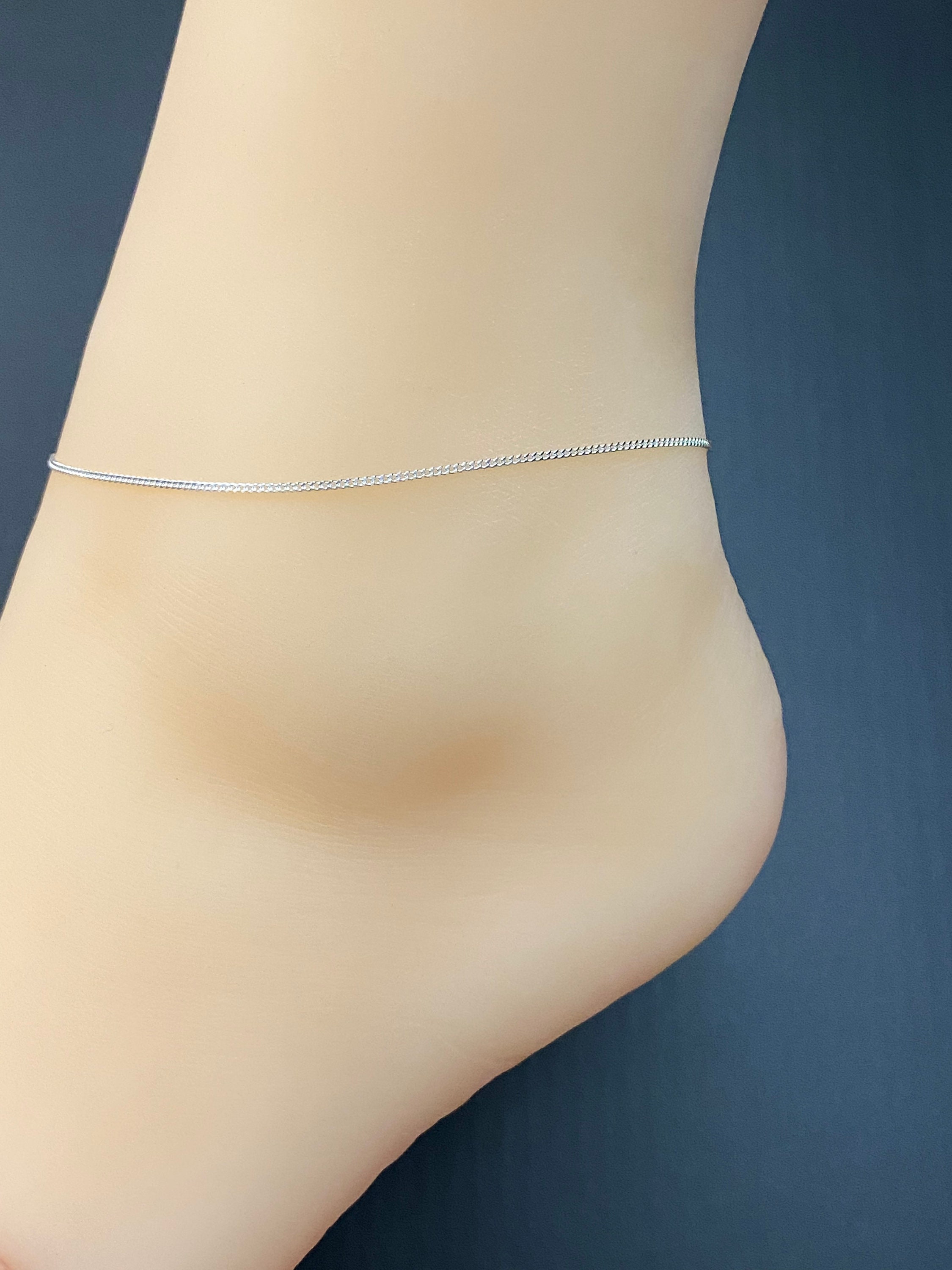 Curb Chain Anklet Sterling Silver Thin Ankle Bracelet Everyday Simple Anklet Minimalist Dainty Anklet Etsy
