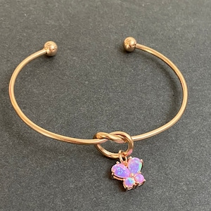 Rose Gold Opal Butterfly Bracelet, Adjustable Infinity Love Knot Bangle Bracelet, Pink Opal Butterfly Cuff Bracelet, Gift For Her