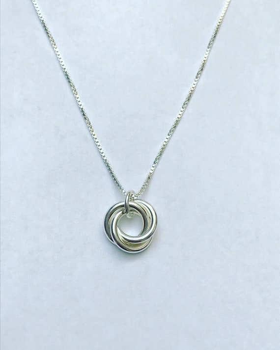 Three Circle Necklace Silver Three Rings Necklace Sterling | Etsy