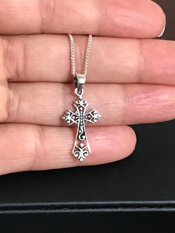 Heart Cross Filigree Charm Pendant Sterling Silver Antique Finish, Pendant Only Heart Cross Filigree Charm Pendant Sterling Silver Antique Finish, Pendant Only