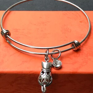 Bracelet pour chat, Bracelet de chat en argent sterling en filigrane, Cadeau de bijoux damoureux de chat, Bijoux en pierre de naissance, Bracelet personnalisé image 7