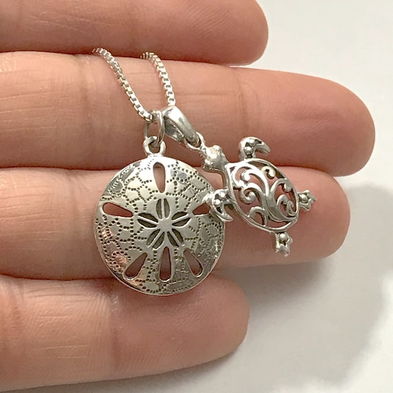 Pendants Beach and Sea Life Charms 14K White Gold Filigree Sand Dollar Charm Pendant