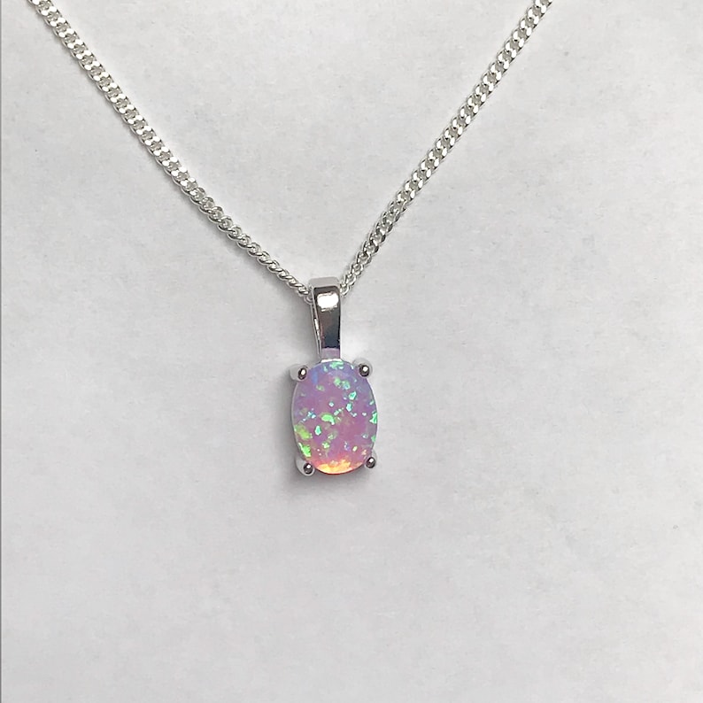 Pink Opal Necklace Minimalist Dainty Necklace Sterling | Etsy