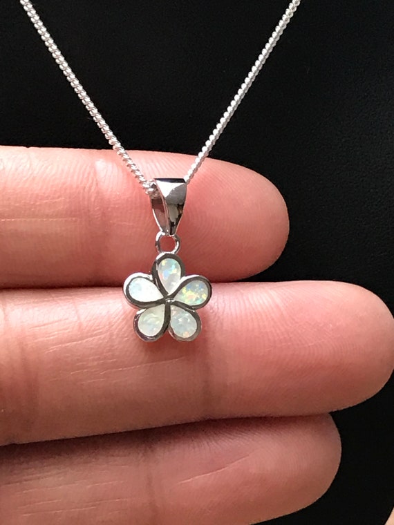 Sterling Silver Opal Plumeria Pendant Sterling Silver Opal Plumeria Pendant