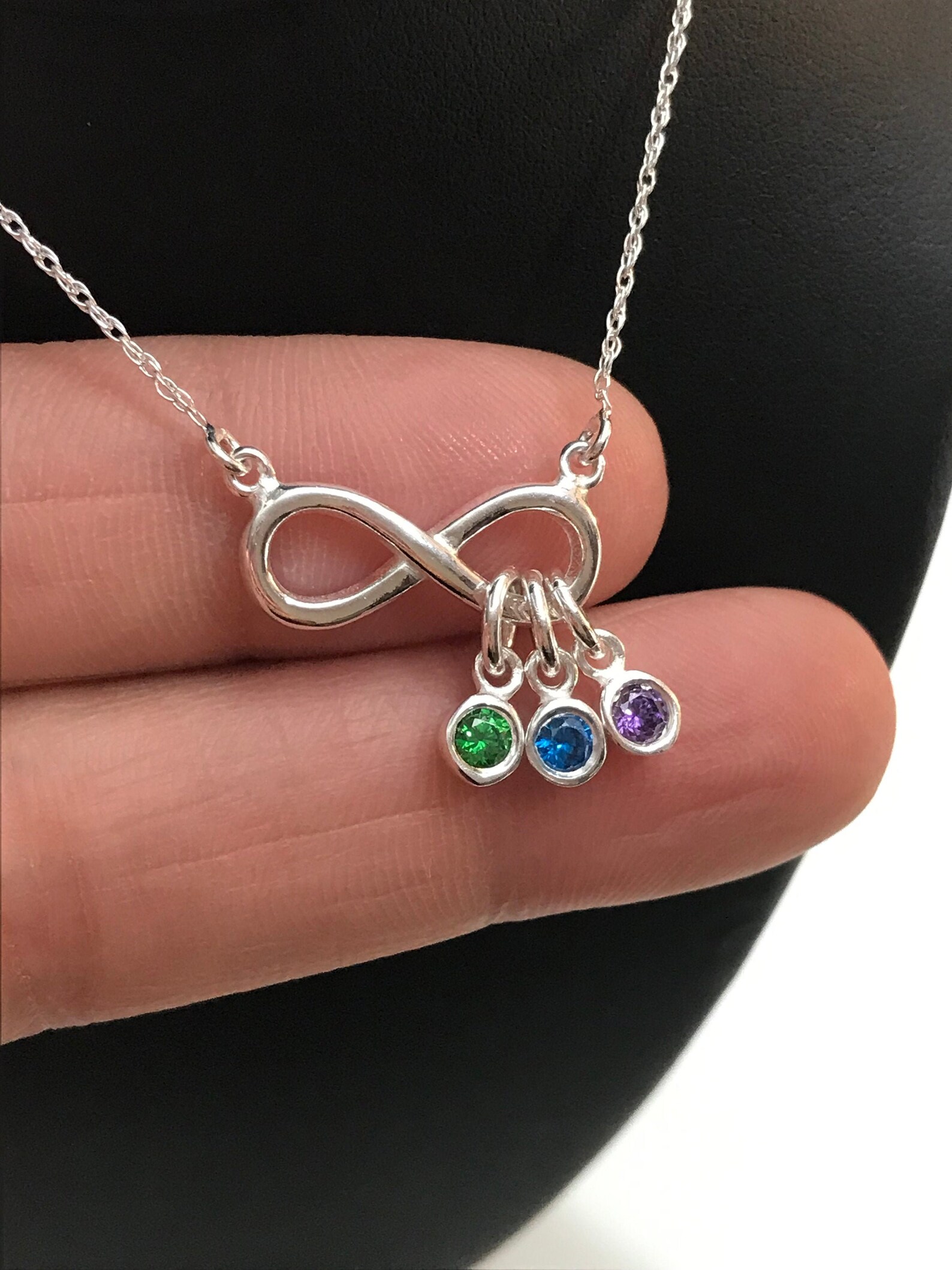 Infinity Birthstone Necklace Dainty Sterling Silver Gift for Etsy