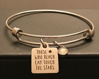 Bracelet de charme en acier inoxydable de motivation, source d’inspiration bijoux cadeau, cadeau de graduation, naissance porte-clé