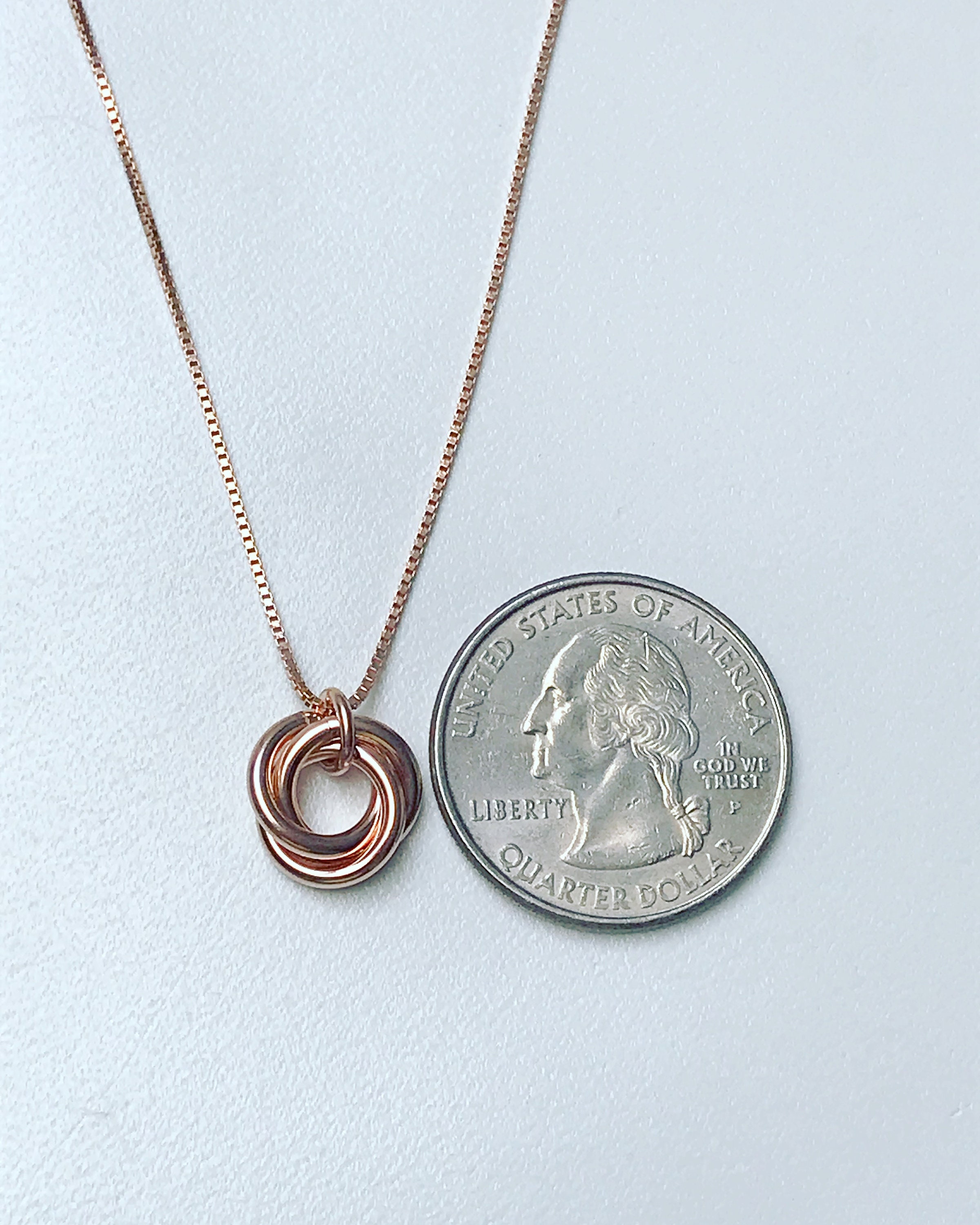 Three Circle Necklace Rose Gold Filled Three Rings Necklace | Etsy