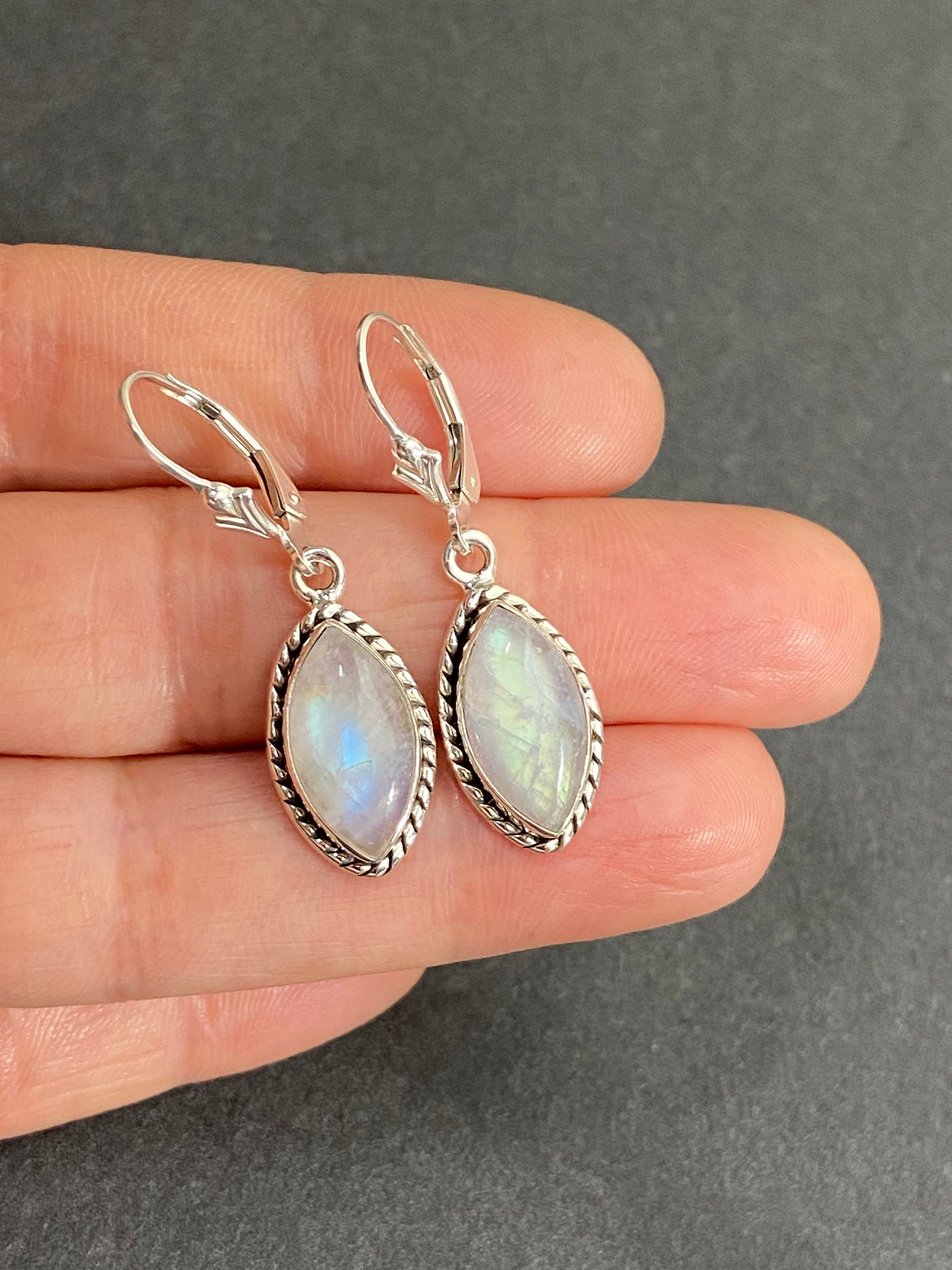 thumbnail image 2 of Corona Sun Jewelry Natural Moonstone Marquise Dangle Earrings .75 TCW 925 Sterling Silver 2 of 4
