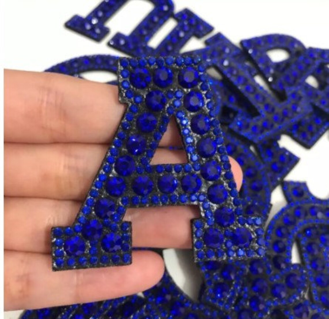 1Pcs Blue Rhinestone 3D Letter Iron on Patches English Etsy