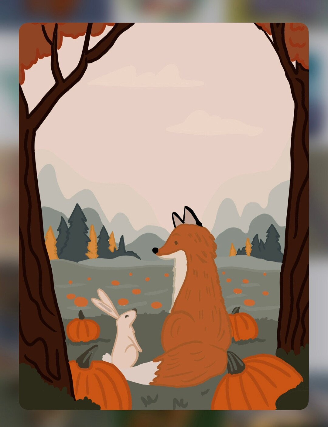Fox & Bunny Print - Etsy