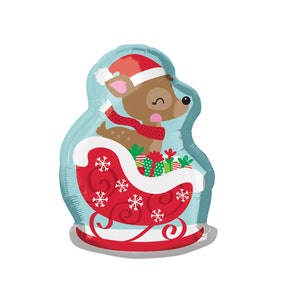 Reindeer Balloon | Christmas Balloon | Kid Christmas Party Decorations | Reindeer Balloons | Rudolph | Sleigh Balloon | Reindeer in Sleigh