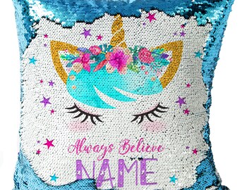 Unicorn Sequin Cushion Cover A precious Mermaid Sequin Pillow Case