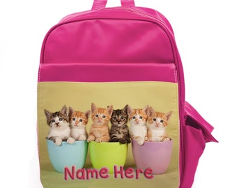 Personalised Kids Backpack Any Name Puss In Boots Girl Childrens School Bag