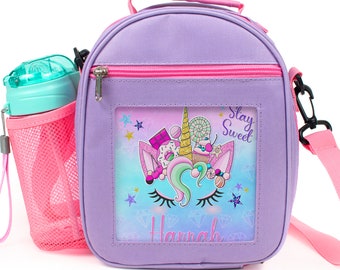 Personalised UNICORN Packed Lunch/Sandwich Bag *Pink Blue Red* 