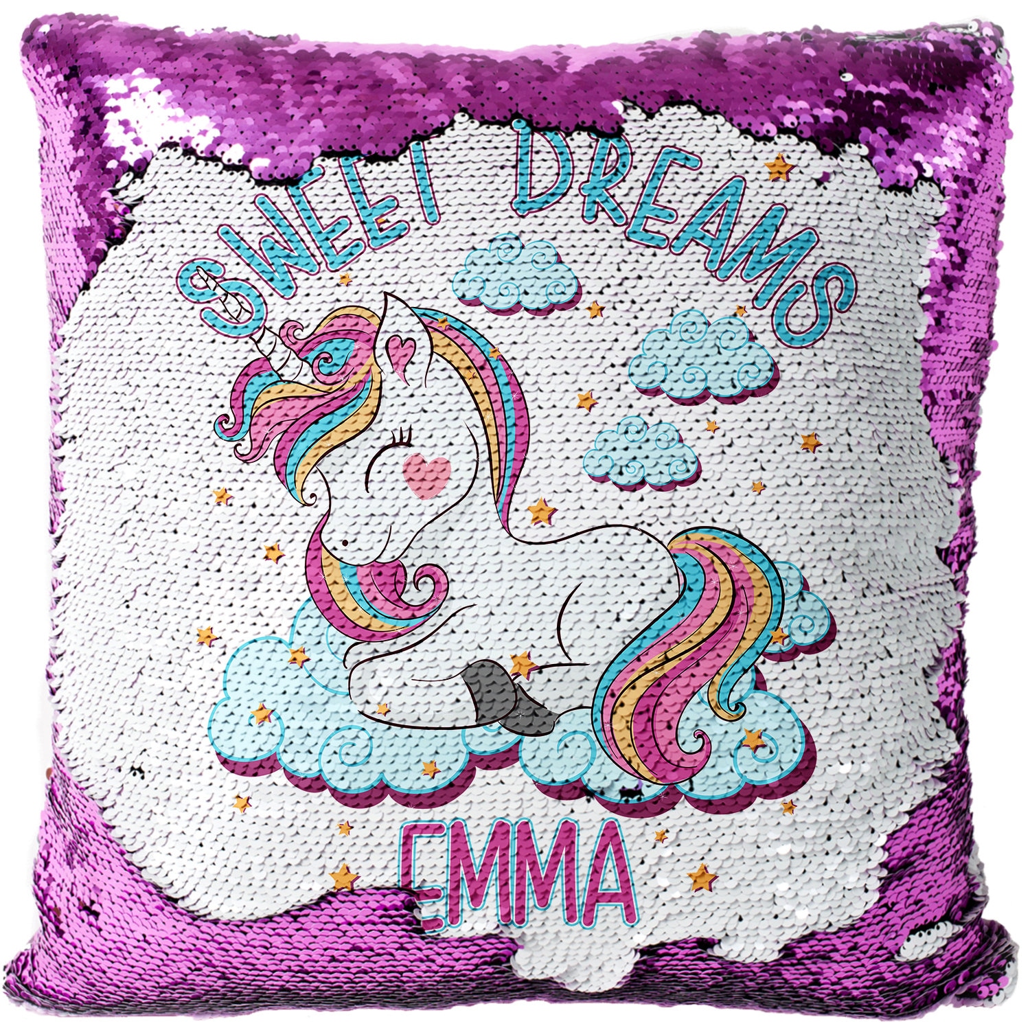 personalised unicorn sequin pillow