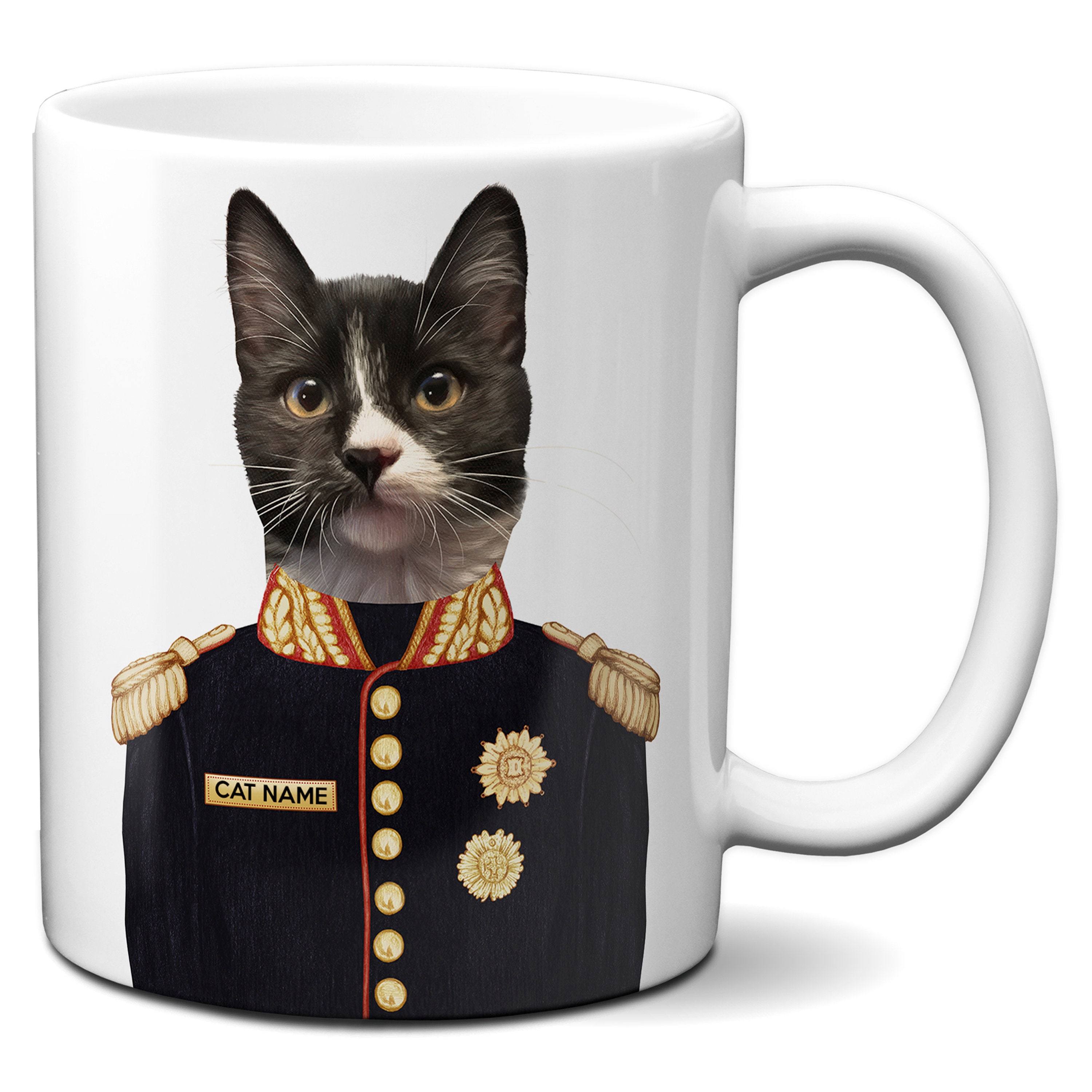 Personalised CAT Mug Cup Coffee Tea Funny Kitten Military image 0