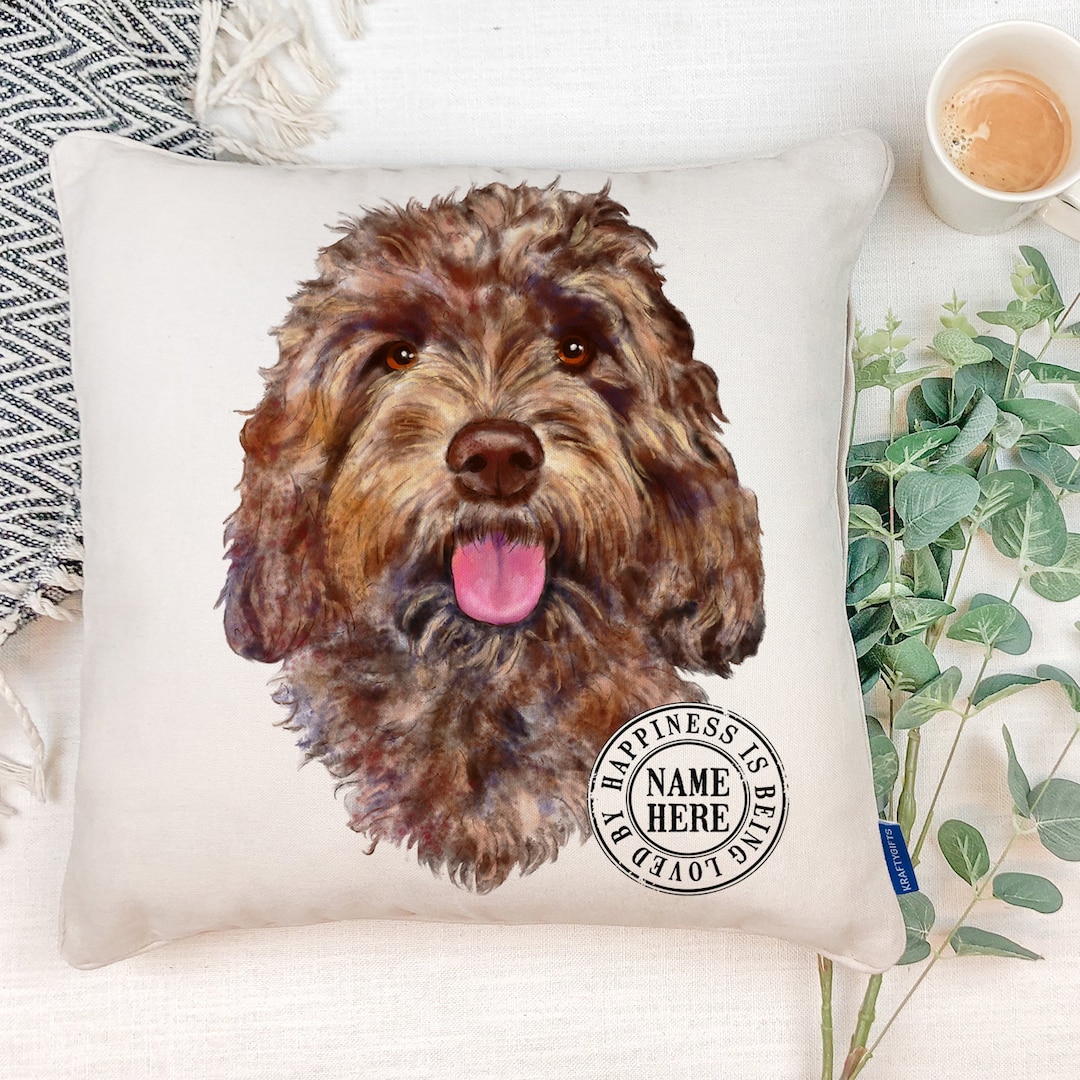 Personalised Cockapoo Cushion Cover Dog Pillow Pet Name Puppy Throw