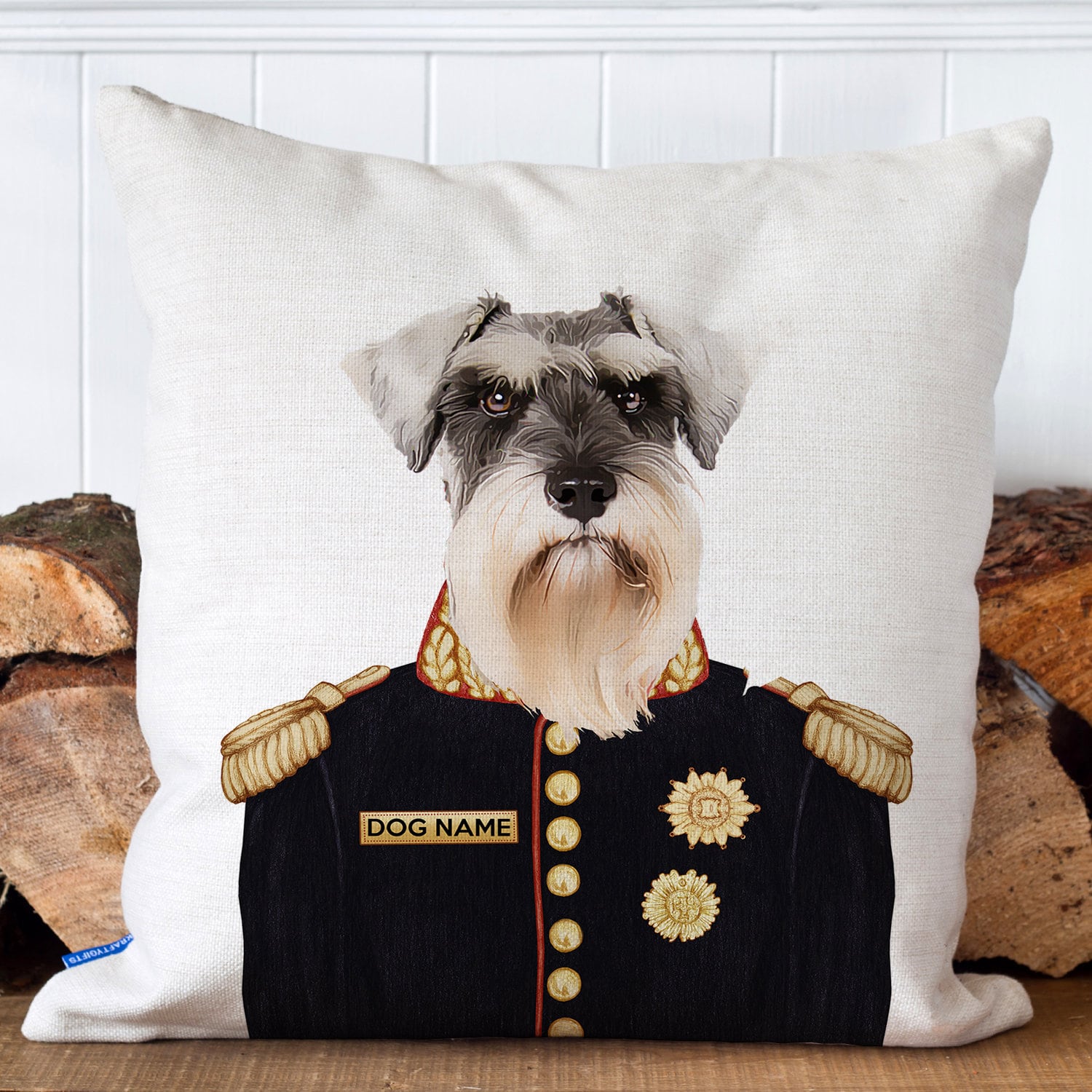 Personalised Schnauzer Cushion Cover Military Dog Pillow Pet Name Puppy  Throw Dogs Breed Dog Home Decor Gift FDC32 -  UK