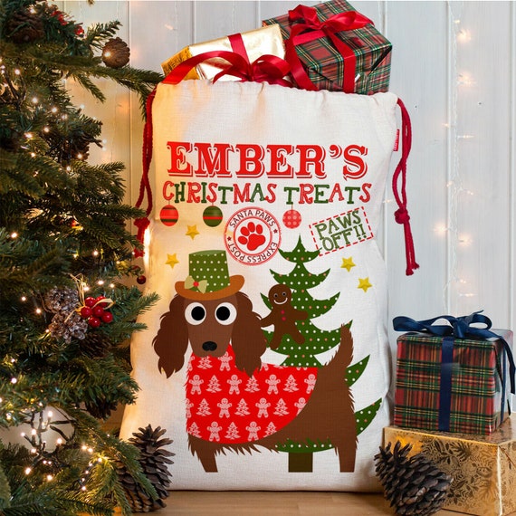 Personalised Dog Christmas Sack Red Setter Treat Stocking Puppy