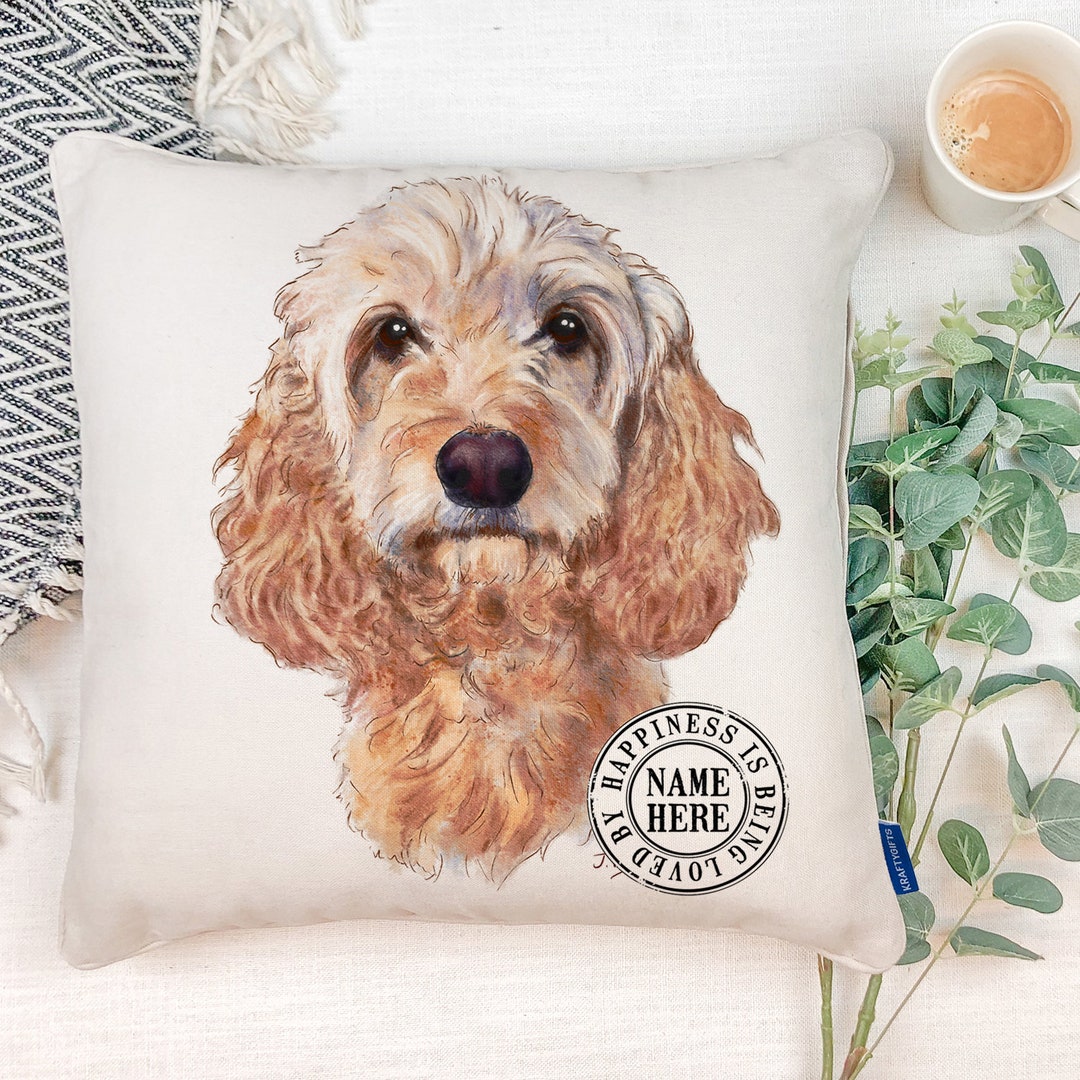 Personalised Cockapoo Cushion Cover Dog Pillow Pet Name Puppy Etsy UK