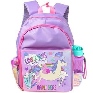 Personalised Girls Unicorn School Bag Cute Purple Ate My Things Backpack Childrens Birthday Gift KS149