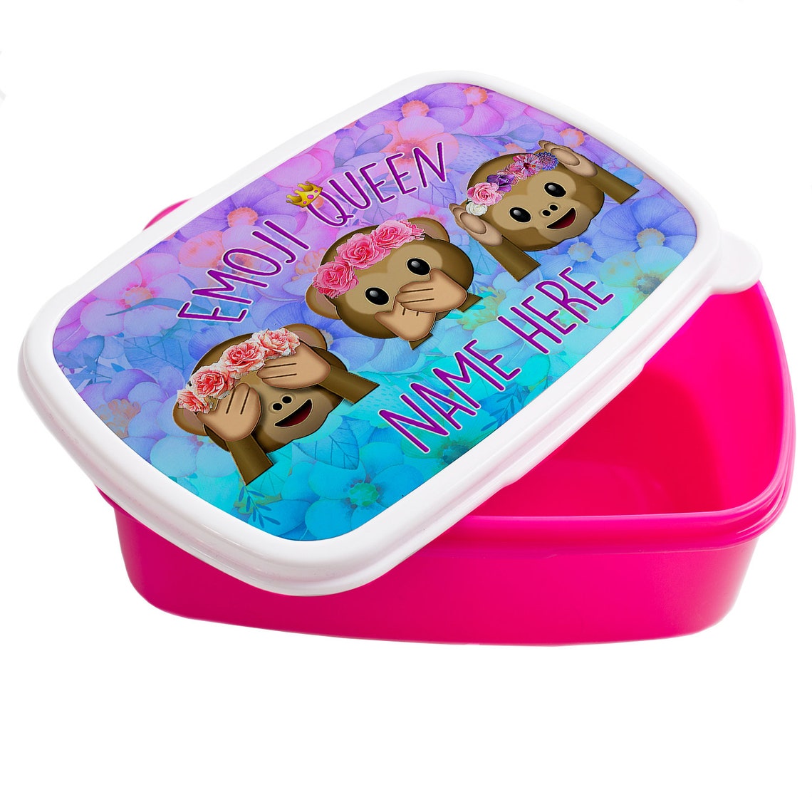 Personalised EMOJI MONKEY Lunch Box Funny School Snack Etsy UK