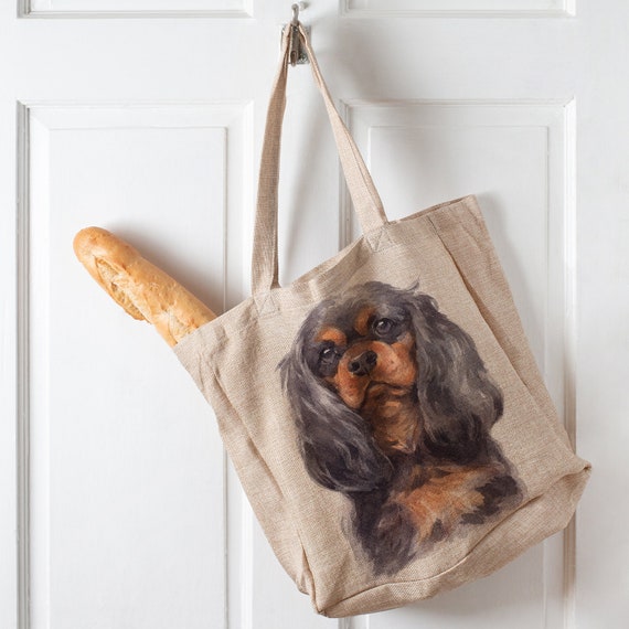 Black Cavalier King Charles Spaniel Shopping Bag Ladies Reusable