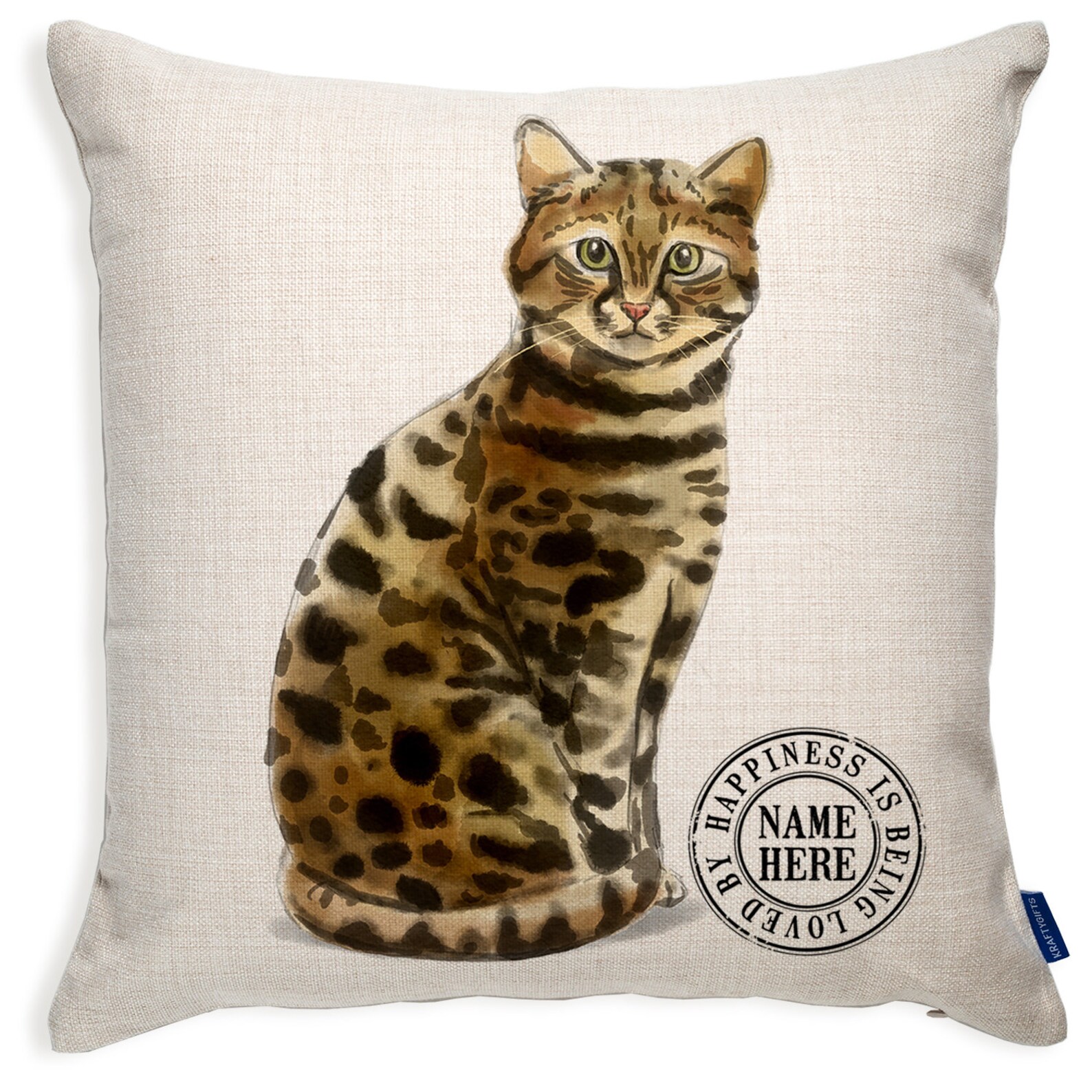 Personalised Cat Cushion Cover Bengal Kitten Portrait Etsy