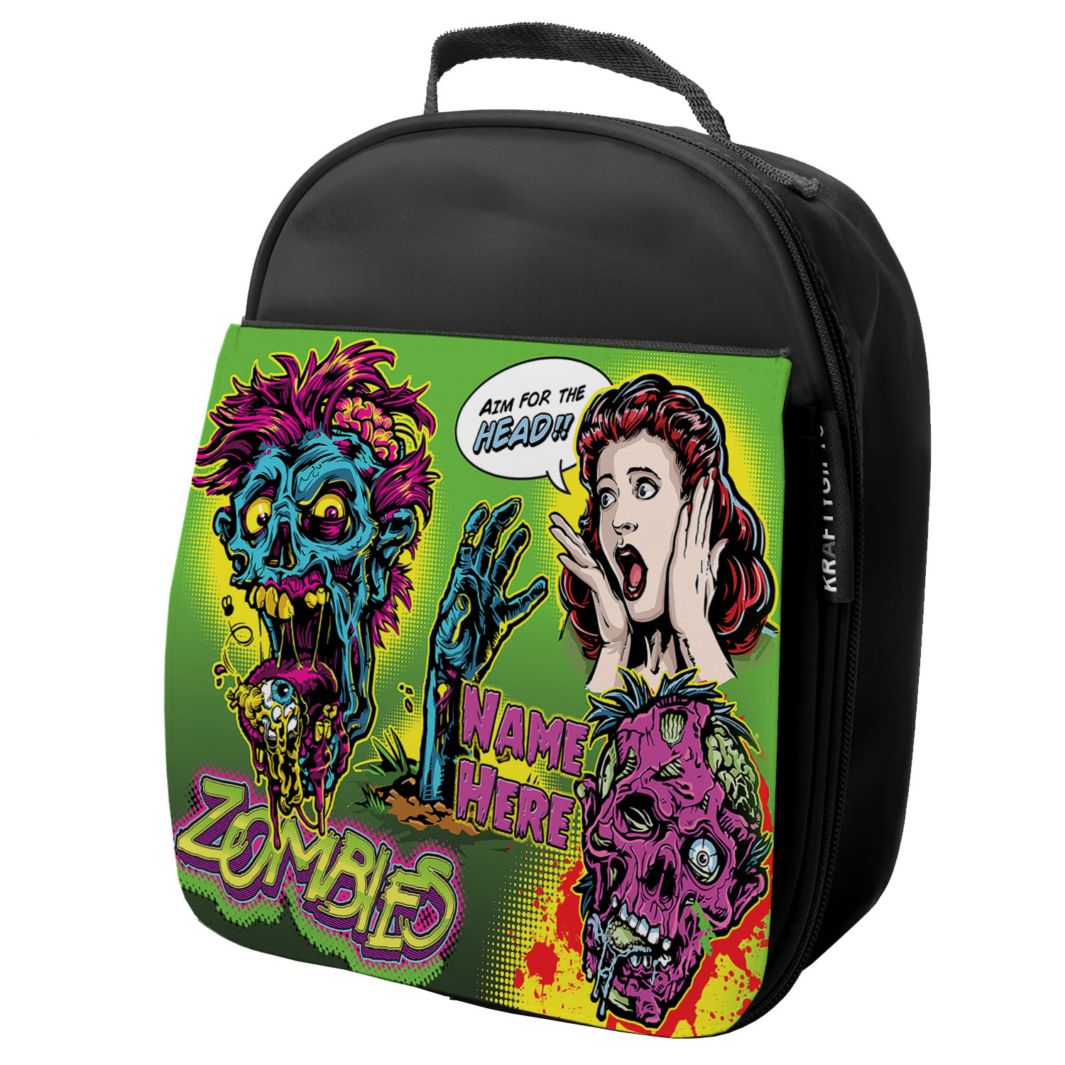 Personalised Zombie Lunch Bag Boys School Insulated Lunchbox Childrens Zombies Dead Danger Lunchie Gift EC60