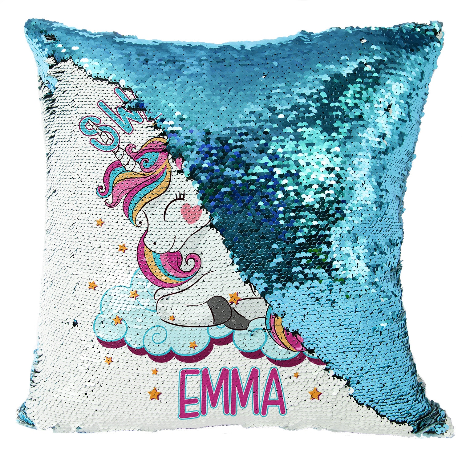 Personalised UNICORN Magic Cushion Cover Sequin Reveal Girls Etsy