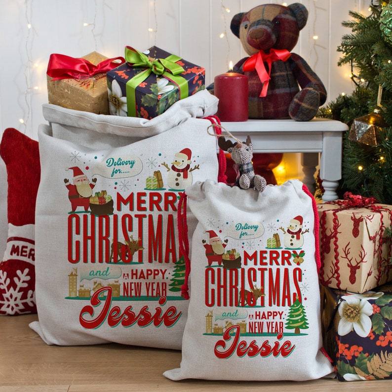Personalised Any Name Santa Sack Christmas Reindeer Xmas Bag Stocking 13