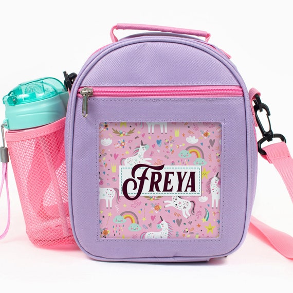 Personalised Girls UNICORN Lunch Box PRETTY School Snack Sandwich